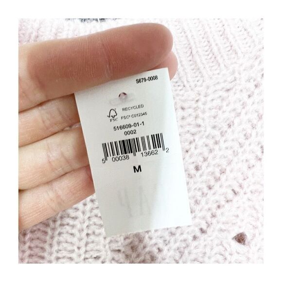 Gap Sweater Womens Wool Alpaca Blend Knit Crew Neck Blush Pink Ladies Medium NEW - Picture 4 of 8